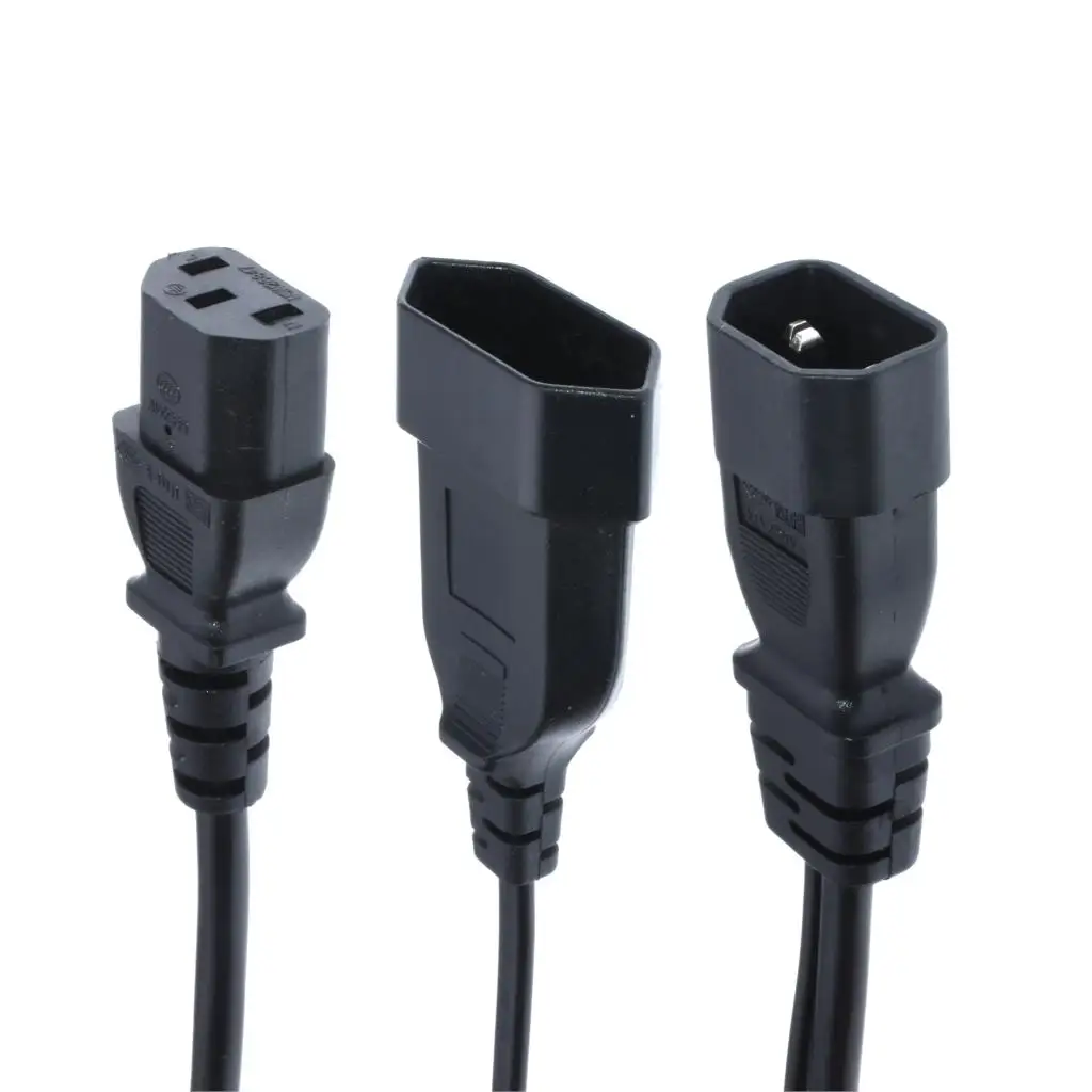 Y Тип сплиттер Мощность шнур, IEC320 C14 Разъем 3-контактный Мужской Мощность кабель переменного тока Мощность адаптер для C13+ CEE7/16 2Pin муфтовый стыковочный переводник