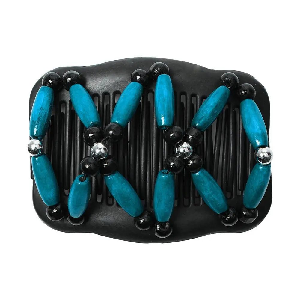 

Portable Retro Double Beaded Hair Magic Comb Clip Beads Elasticity Hairpin Stretchy Hair Combs Pins For Women Hair Accessories