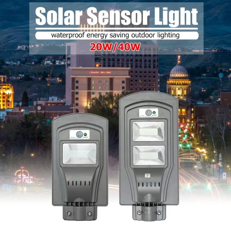 20W 40W 40/80LED солнечный датчик движения уличный светильник водонепроницаемый садовый светильник