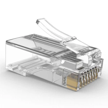 

Gold Plated Connector 100Pcs RJ45 Network Modular Plug 8P8C CAT5e Cable Better Data Transmitting End Pass Through