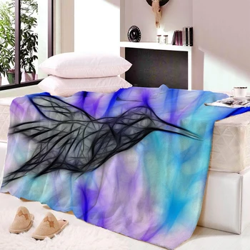 

3D Bird Print Throw Blanket Bulldog Sherpa Fleece Blanket Dog Collection Animal Plush Sheet Thin Quilt
