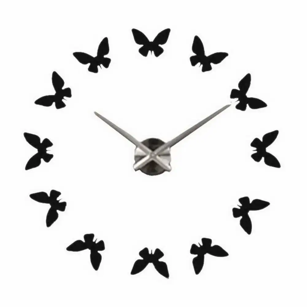 black silver pointer Часы в форме бабочки для украшения гостиной DIY цифровые часы для спальни и офиса TB распродажа - Цвет: black silver pointer