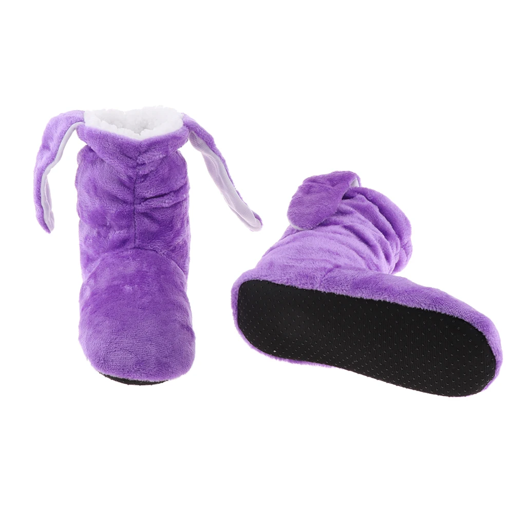 Womens Comfort Warm Bootie Slippers Fuzzy Ankle Fleece Lining Slip-on Plush House Shoes Anti-Slip Sole Shoe for Indoor 