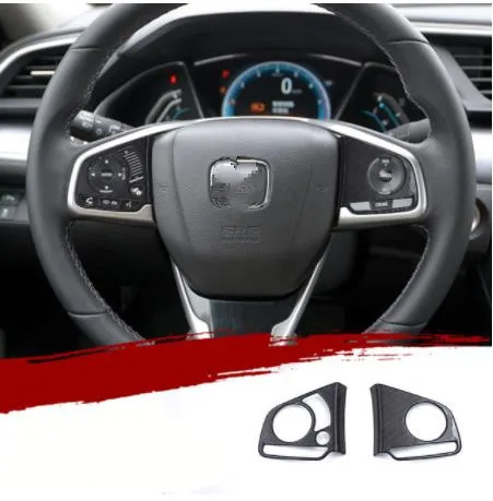 Углеродное волокно черные аксессуары для интерьера ABS Decroation крышка планки для Honda Civic 10th RHD - Цвет: 6 streel wheel panel