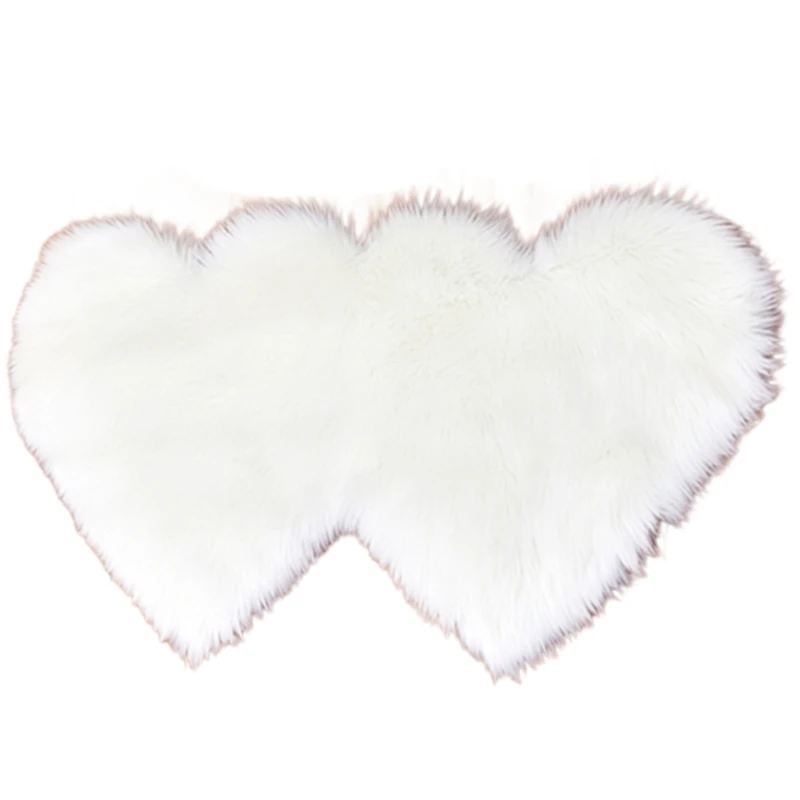 Твердый ковер для гостиной, ковер с двойным сердцем из искусственной шерсти, мохнатый ковер, спальня, диван, Декор, искусственные пушистые коврики
