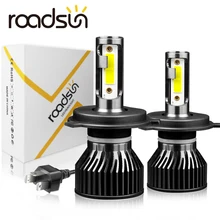 roadsun Mini H4 H7 LED Car Headlight Bulb 12000LM 6000K H1 H3 H11 H13 9012 9005 HB3 9006 HB4 9007 Running Auto Fog Head Lamp