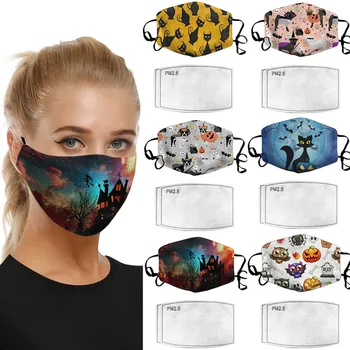 

1PC Adult Halloween Windproof Foggy Haze Mask With 2PC Filters Cloth Face Mask Face Mouth Mask Washable Mouth Mask Mouth Cover R