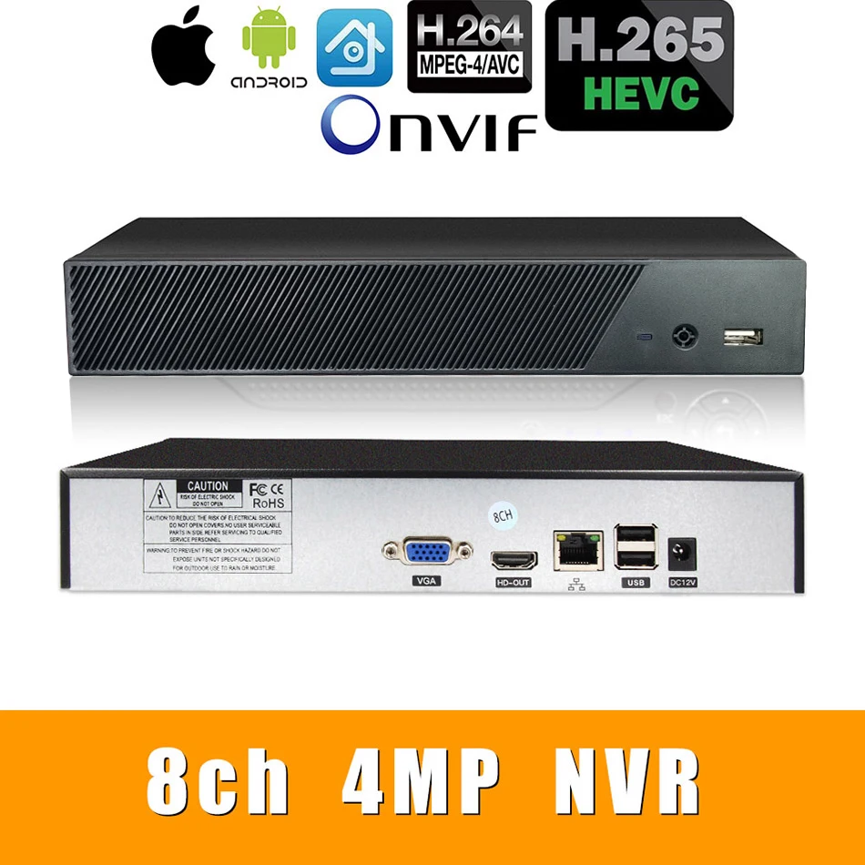 H.265 +/H.264 8ch * 4.0MP /4ch 5.0mp/8ch 1080P сетевой видеорегистратор Vidoe 1080P/720P IP-камера с SATA Line ONVIF