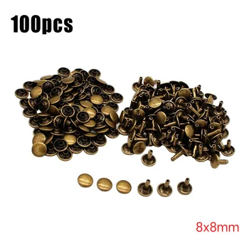 

100*Double Sided Tubular Rivets Bronze For Leather Hat Bags Belts, Hats, Leather Decorations 12*12/8*8mm