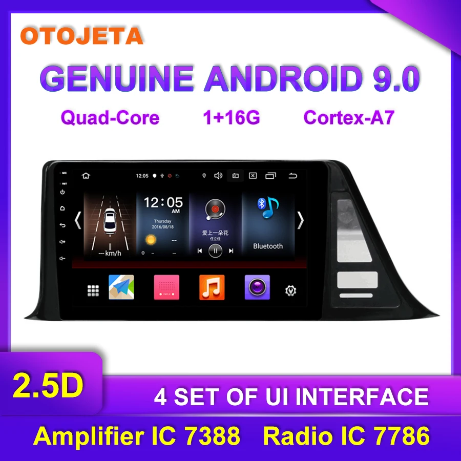

Factory direct sales OTOJETA Android 9.0 Car Multimedia Radio For Toyota CHR bluetooth car video tape recorder GPS Navigation