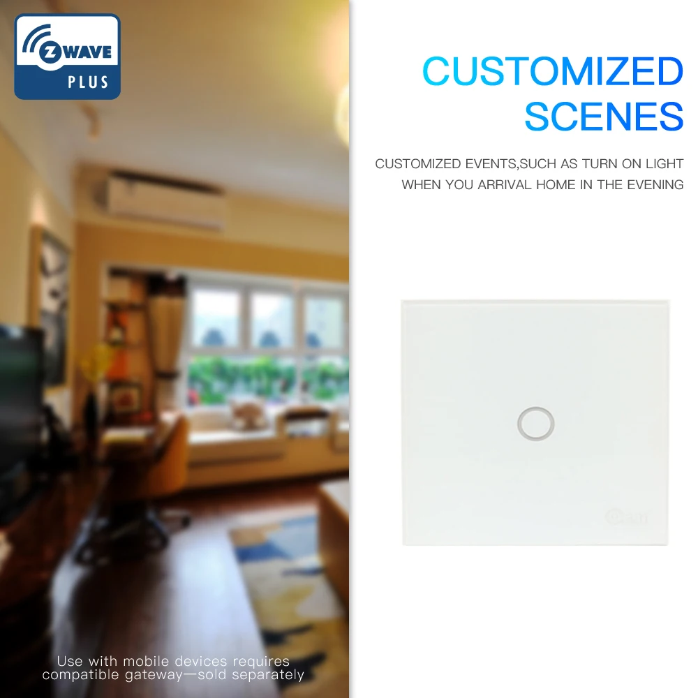 NEO COOLCAM One Gang Smart Home Z-wave Wall Light Switch Home Automation ZWave Wireless Smart Remote Control Light Switch