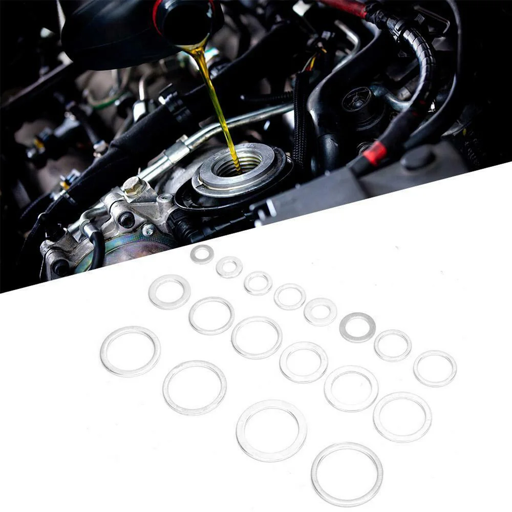 

18 Sizes Assort Aluminum Washer O-Ring Seal Gasket For Car Engine Oil Drain Plug