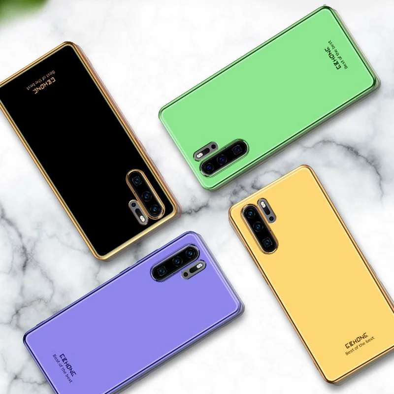 

Plating Silicon Case For Huawei P20 P30 Lite Mate 20 Pro P Smart Plus 2019 Case Electroplated Simple Solid Color Soft Back Cover