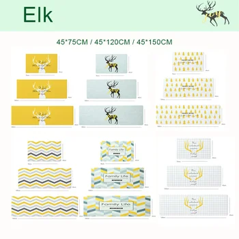 

Nordic Moose Elk Wear-resistant Non-slip Foot Mat Sleek Stool Home Waterproof Oil-resistant Strip PVC Leather Kitchen Floor Mat