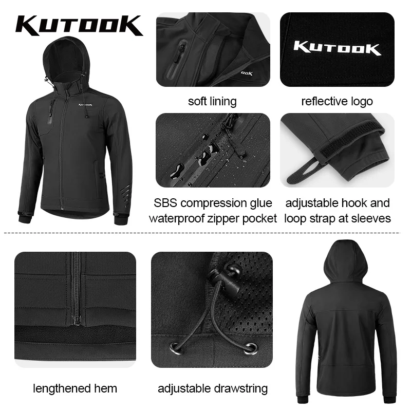 KUTOOK Outdoor Sport Men Soft Shell Jacket Waterproof Coat Winter Autumn Bicycle Clothing Thermal Hiking Hunting Jacket HC001