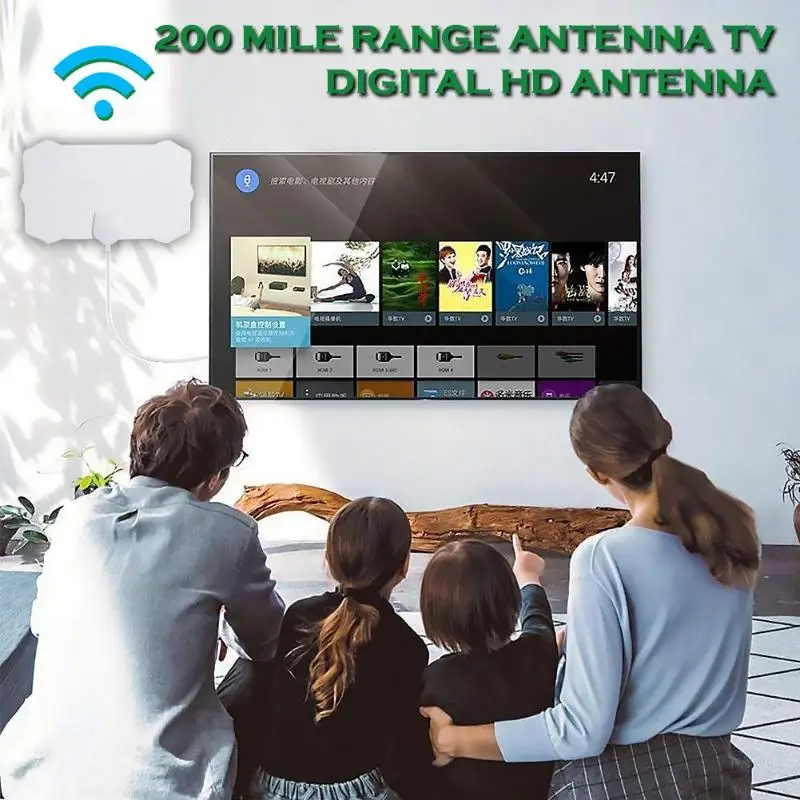 4K 200 Miles 1080P 25DB усиление внутренней цифровой ТВ антенна Приемник сигнала