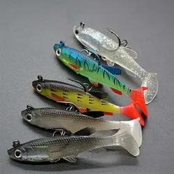 Fishing Bait 8cm 13g Simulation Soft Lures Artificial Wobbler Feeder 3D Eyes Fishing Tackle Accessories with Three Hooks