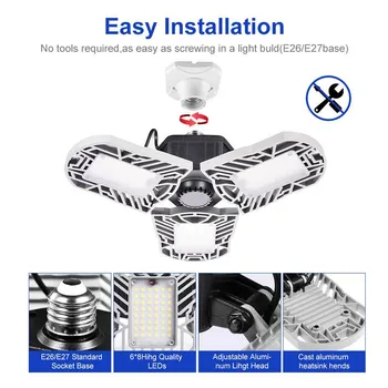 

LED Garage Lights Fixture Daylight /Workshop Warehouse Ceiling Light 60W Deform Light for Factory Gym (Not Waterproof) Silver US