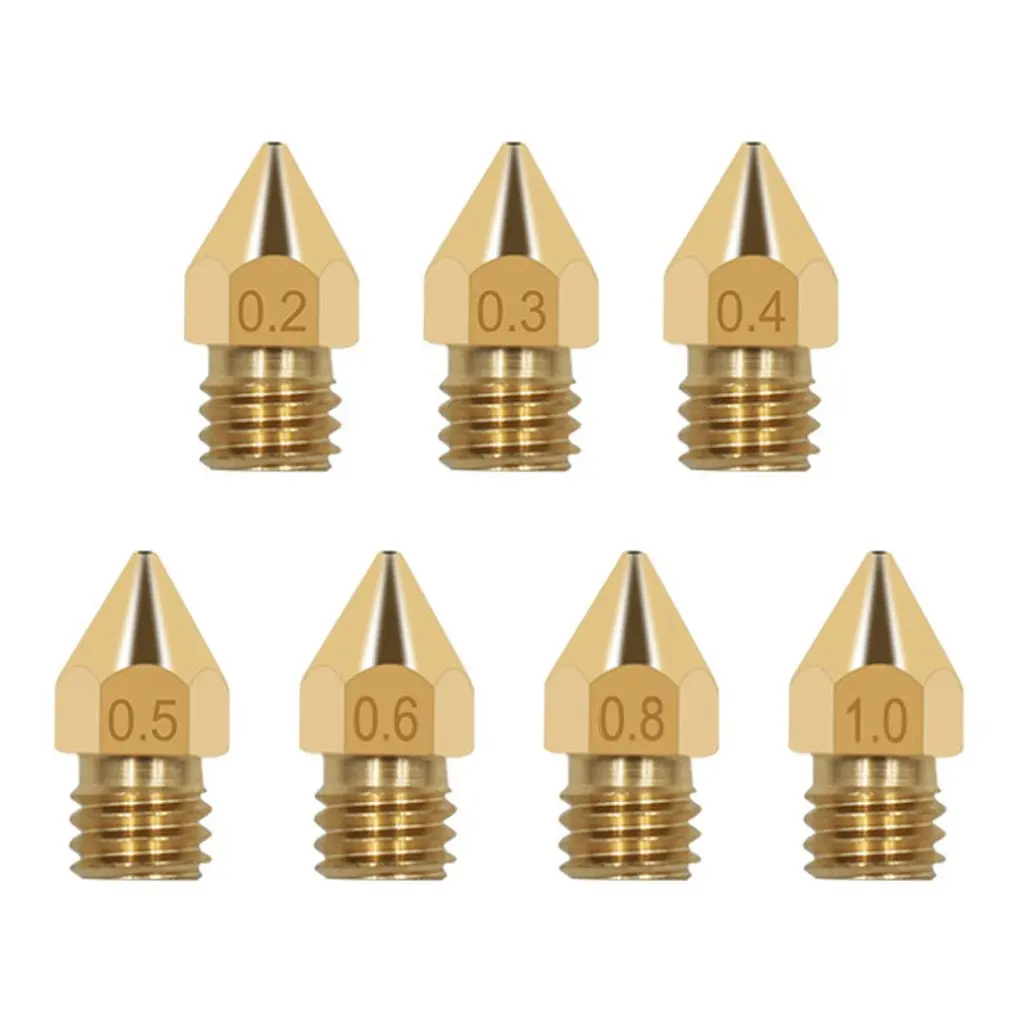 Brass Nozzles 3D Printer Accessories Mk8 Pointed Brass Nozzle Surface Lettering Printing Accessories