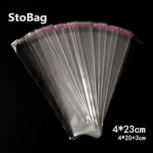 StoBag 1000 шт. 4*23 см прозрачный Self герметичные пластиковые пакеты плоская сумка подарок ювелирные изделия упаковочный пакет длинные носки до колена сумка повторно закрывается из полиуретана с открытыми порами