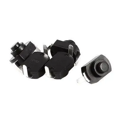 

5 Pieces Vertical 2 Pin Latching Action Torch Push Button Switch Black