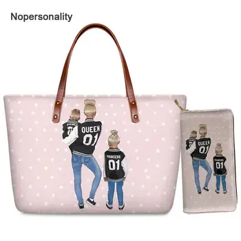 

Nopersonality Pink Super Mama Girls Print Handbags for Women Stylish Female Top-handle Bags Big Capacity Ladies Hand Bags