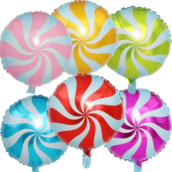 

50ps/lot colorful candy foil balloons 18 inch round lollipop balls wedding Valentine's Day birthday party decoration kids globos