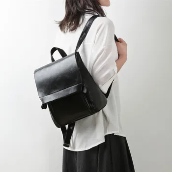 

2020 Simple Black Women Backpack Quality PU Leather Fashion Female Travel Backpacks for Teenage Girls School Back Bags Mochila