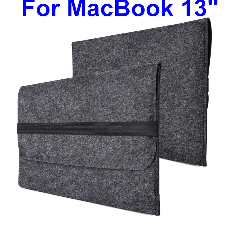 Шерстяной войлочный конверт, чехол для ноутбука, сумка-мессенджер для MacBook Air Go Pro 1" 13" Xiaomi, сумка для ноутбука, Новинка - Цвет: DarkGray13