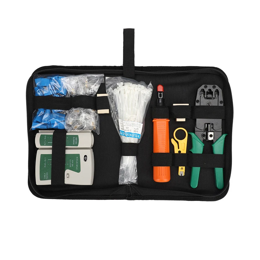

10Pcs/Kit Network Repair Tool Kit RJ45 RJ11 RJ12 Cat5 Network LAN Cable Tester RJ45 Crimper Crimping Pliers hand Tool set