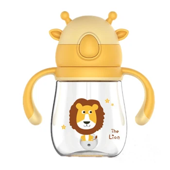

2020 New 350/280ml Water Bottle Baby Animal Styling Anti-fall PP Straw Two-handed Leak-Proof Drinkware Water Bottles Drinkfles