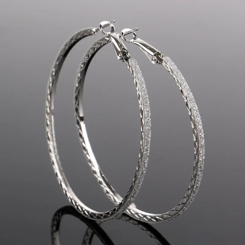 6CM Gold/Silver Hoop Earrings Round Dangle Big Earring Crystal Diamante Jewelry Women Pendientes ER923 - Окраска металла: silver