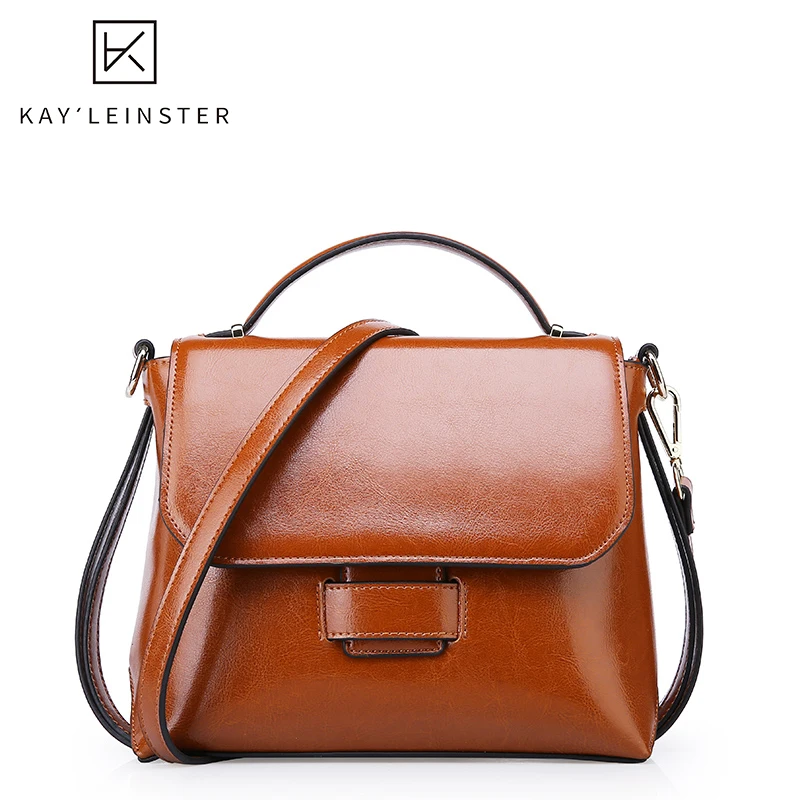 Женская сумка-мессенджер из натуральной кожи, элегантная сумка через плечо для девушек, женская сумка через плечо из восковой кожи