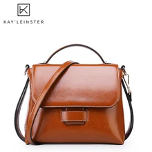 Женская сумка-мессенджер из натуральной кожи, элегантная сумка через плечо для девушек, женская сумка через плечо из восковой кожи