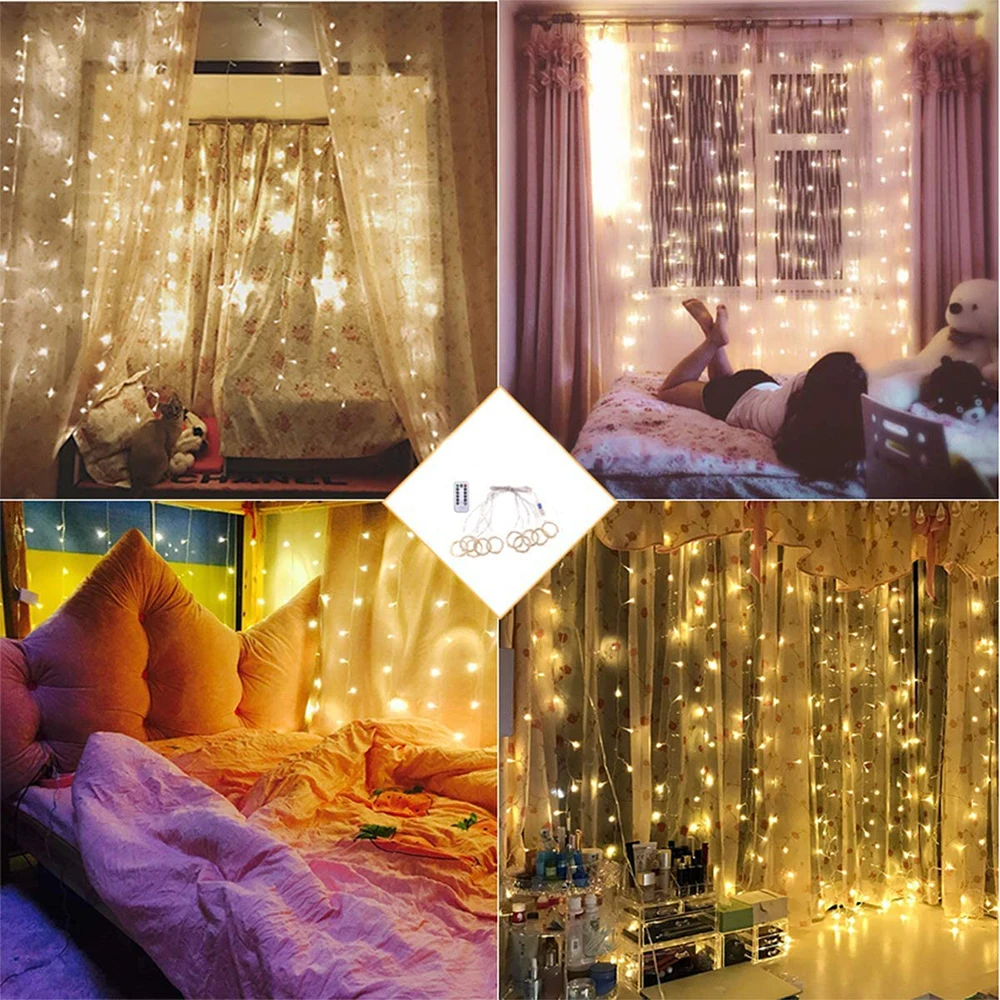 LED Copper Wire Curtain String Lights, Natal