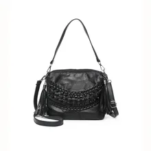 Женские кожаные сумки, модные корейские женские сумки на плечо, женские сумки из овечьей кожи, женские сумки на плечо с заклепками, рюкзак с кисточками, маленькая сумка