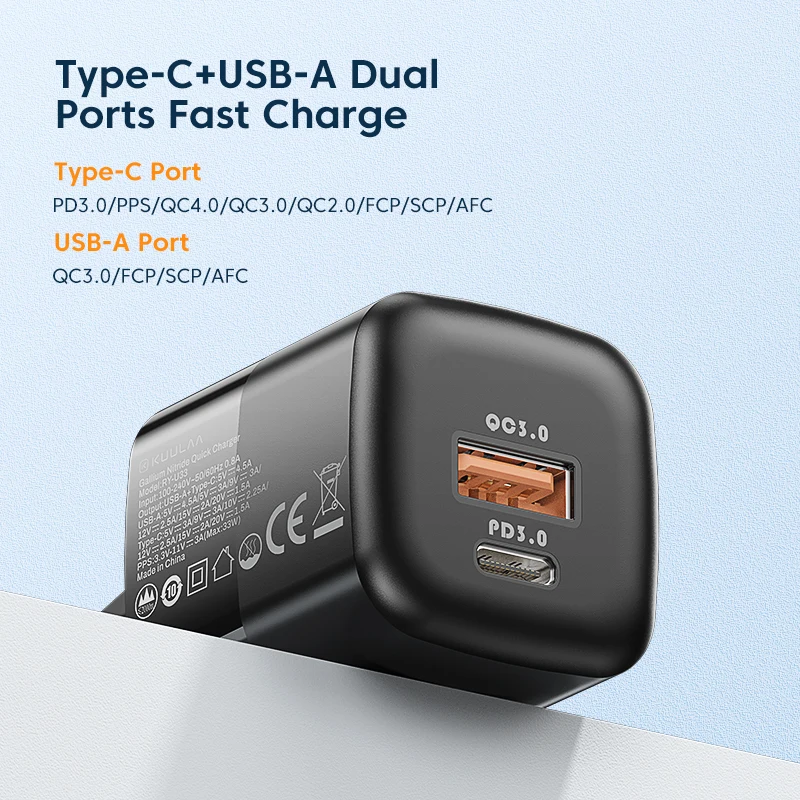 KUULAA USB C Charger 33W GaN Type C PD Fast Charging For iPhone 15