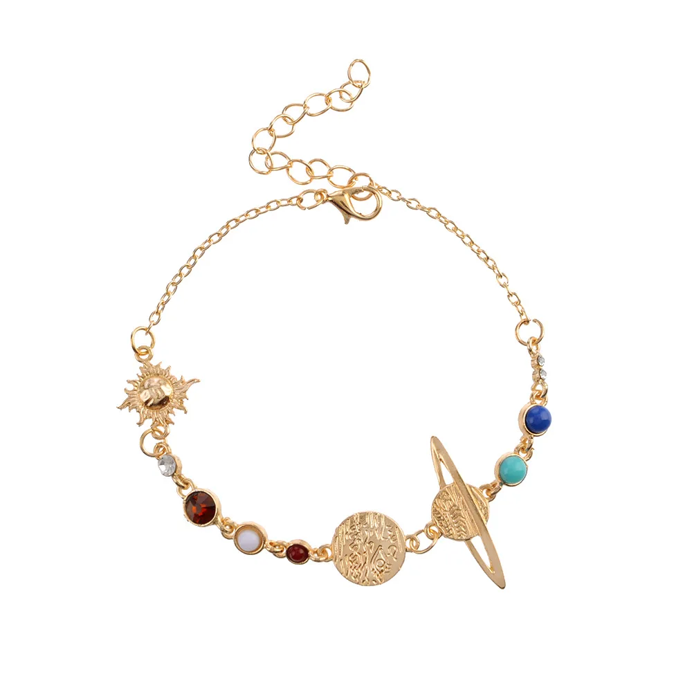ZG Planet женские браслеты для щиколотки с золотистым камнем бусы планета ножные браслеты летнее пляжное украшение для лодыжки на ножной браслет
