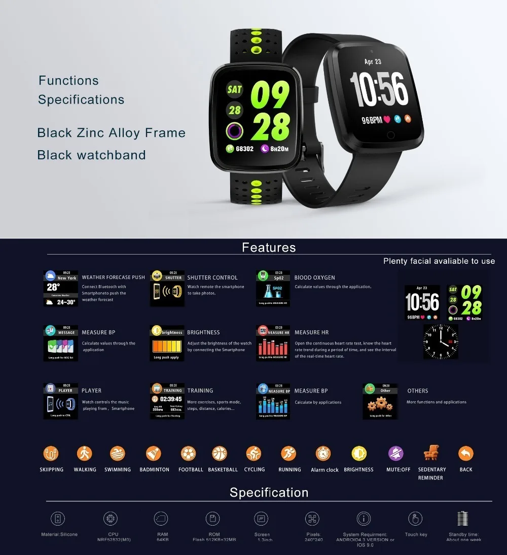 COXRY, цветной экран, Смарт-часы, спортивные мужские часы, кровяное давление, шагомер, трекер, цифровые часы, женские Смарт-часы для IOS, Android
