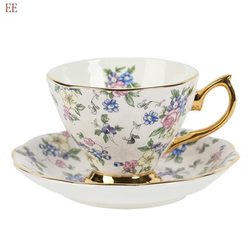 

Luxury Porcelain Teacups Fine Bone China Tea Cup Saucer Set British Colors Ceramic Coffee Cups Copo Taza Cafe Holiday Gifts E5