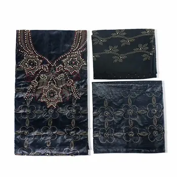 

High Quality Heavy 3 In 1 Beaded Stones Bazin Riche Getzner African Fabric Nigerian French Chiffon Scarf Guinea Brocade Fabric