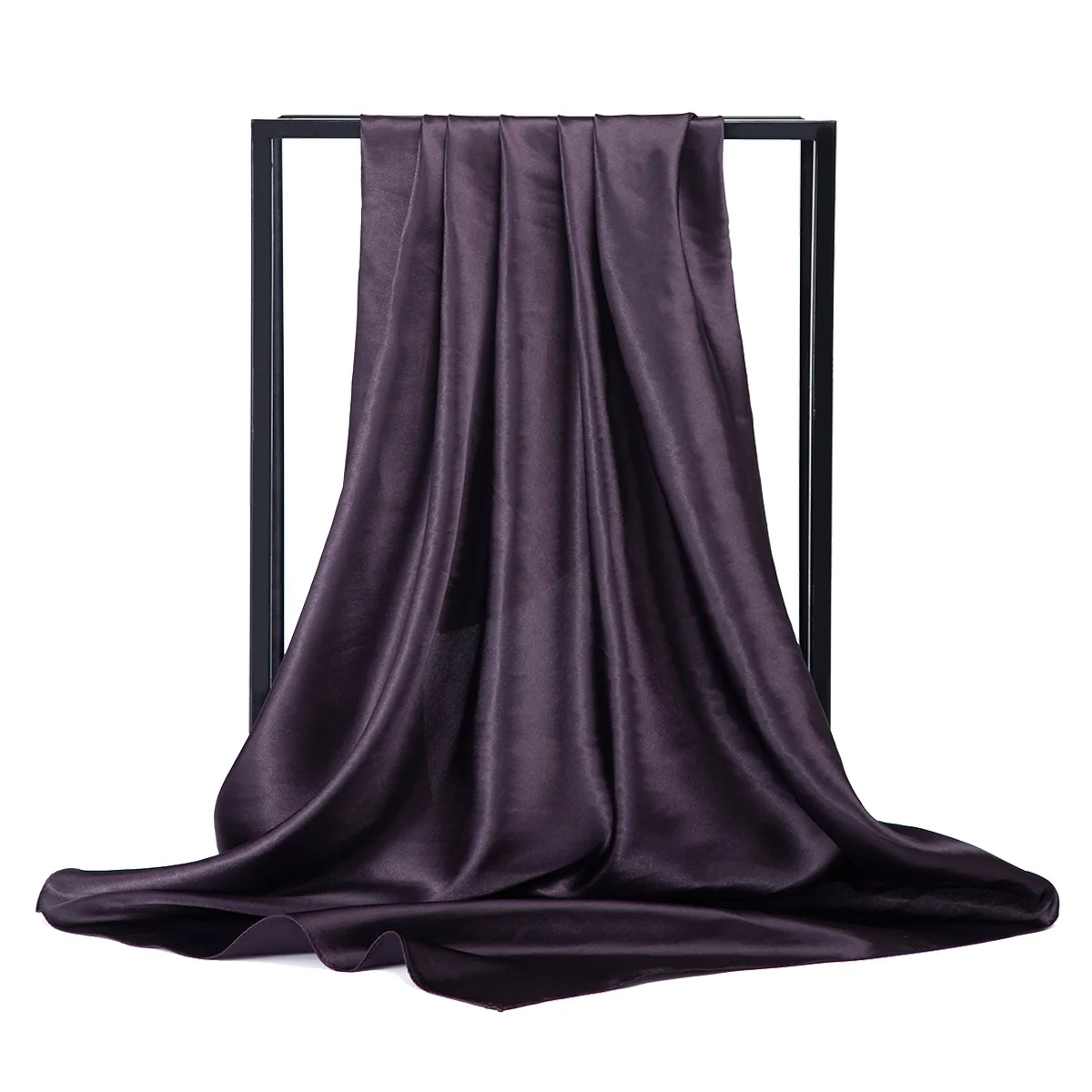 High Quality 90*90cm Square Silk Scarf  Female Plain Shawls and Wrap Office Lady Hair Neck Foulard India Muslim Headscarf Pareo 3