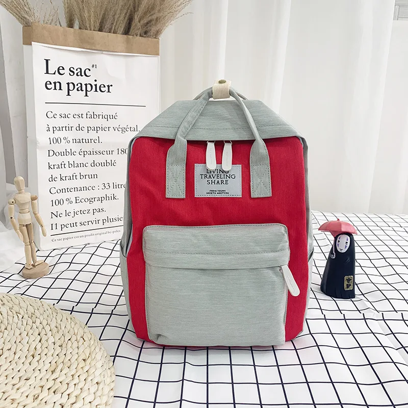 

New Style Large Capacity Canvas Backpack Women's Simple Solid Color School Bag Men's High School Students Casual Travel Backpack