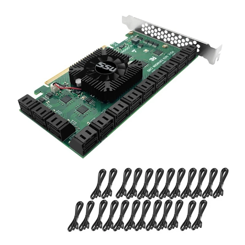 SSU PCIE X16 to 24 Port SATA3.0 Card with SATA Cables SATA3 Expansion 6 Gbps 3.0 for Mining | Компьютеры и офис