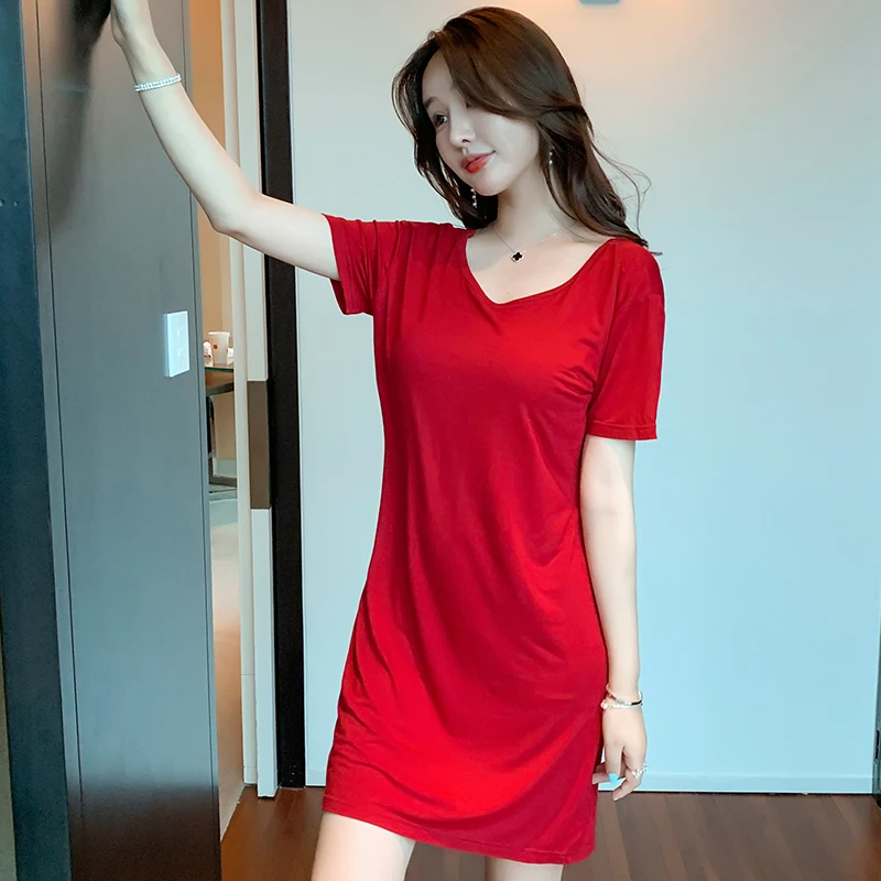 Sleepwear loungewear night dress new modal cotton nightgowns loose large size nightshirt female gown sleep dress nuisette femme