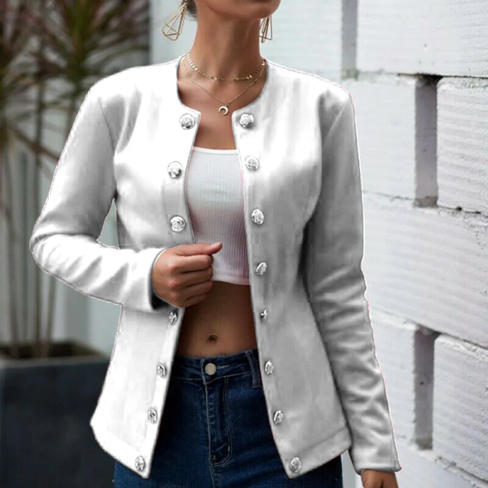 

Fashion Jacket Women Baseball Basic Round Collar Button Thin Bomber Jackets Long Sleeves Girl Coat 2019 Women's Jacket Outwear