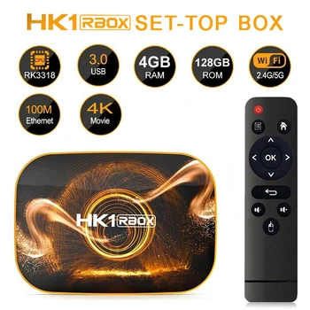 

Mayitr 1pc High Speed 2.4Ghz/5Ghz Dual Band Wi-Fi Smart TV Box Android 10.0 4GB+128GB 4K HD Network Player With Remote Control