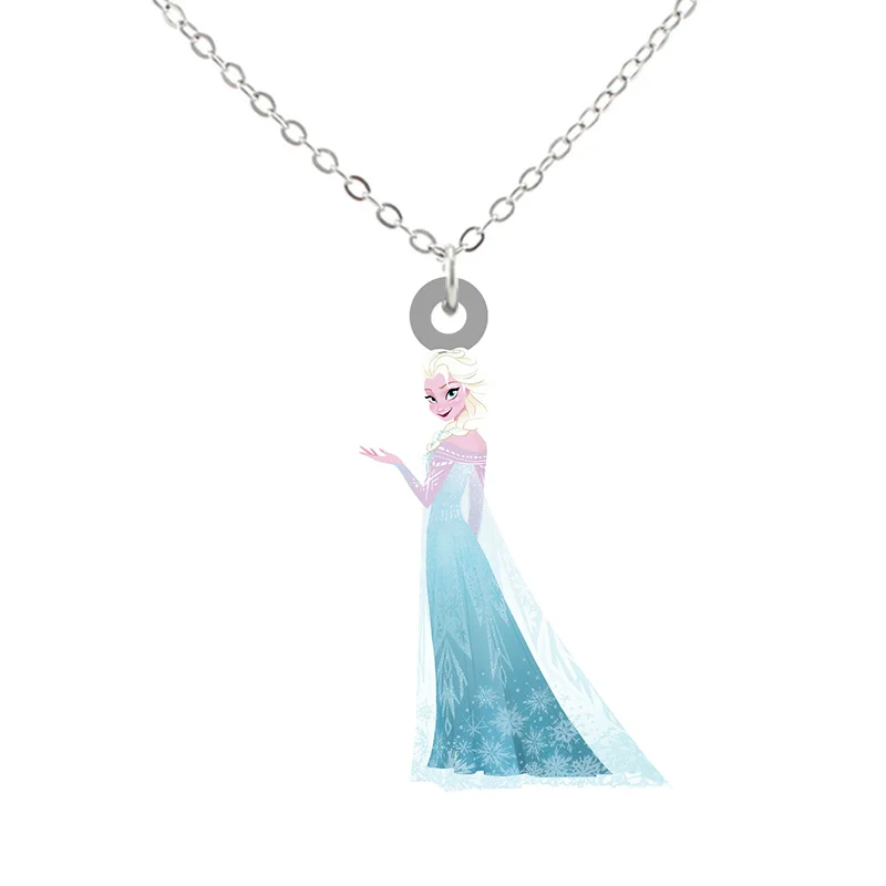 Disney Beautiful Princess Aisha Long Jewelry Chain Necklace Epoxy Design Compact Epoxy Pendant Necklace Cute Girl Accessories 