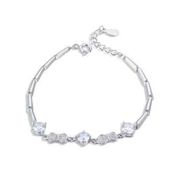 

17cm Wholesale Bracelet S925 Sterling Silver Hand Chain Simple Bracelet Super Fairy Elegant Zircon Bracelet Wedding Jewelry S925