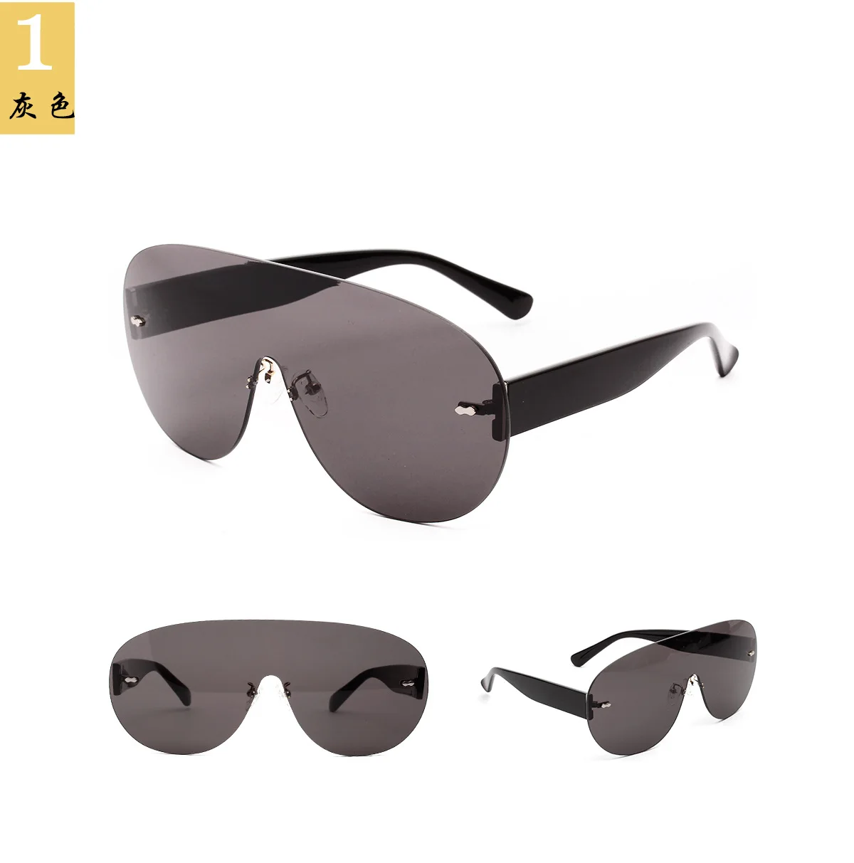 Oversized Rimless pilot Sunglasses Women New Luxury Brand Fashion Flat Top Red Blue Clear Lens One Piece Men Glasses NX